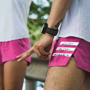 运动短裤男跑步专用荧光绿亮色田径体考生夏季训练半马三分带内衬