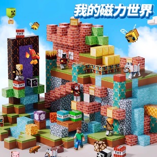 我 积木女男孩玩具益智小拼图早教生日礼物 世界磁力方块全套正版