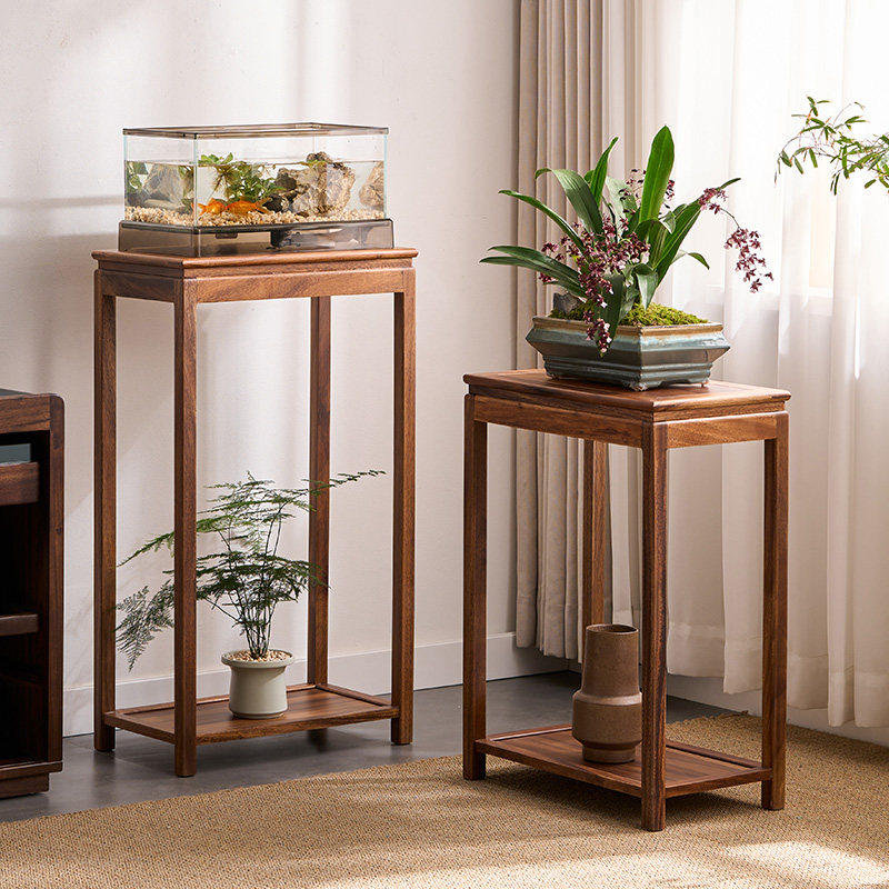 胡桃木长方形整装花架子家用落地实木置物架鱼缸架阳台盆景加长款,住宅家具,花架/花几,淘宝优惠券,粉丝福利购,淘宝优惠卷