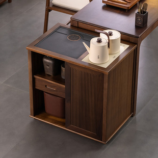 胡桃木可移动茶水柜实木边柜烧水壶一体茶车家用泡茶桌茶几小茶台