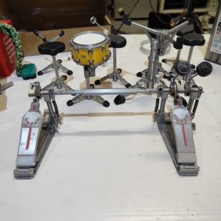 珍珠 p3000d 双踩微缩模型，架子鼓乐高拼装玩具