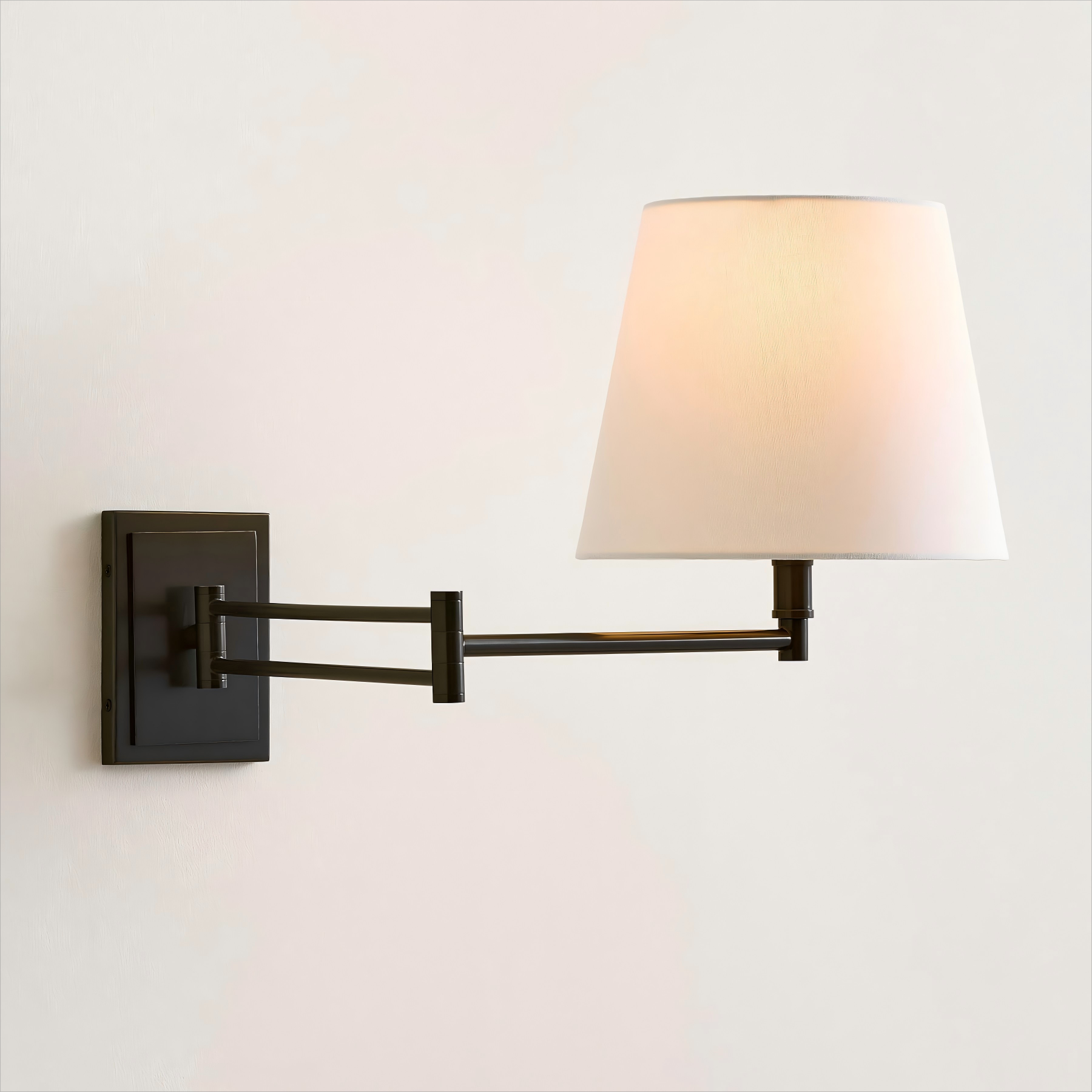 美式黄铜摇臂壁灯卧室床头灯带插头线亚麻布艺书房创意装饰氛围