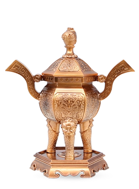 吾堂吾器 古铜色五供摆件供佛烛台蜡烛家用佛前供具水杯花瓶香炉