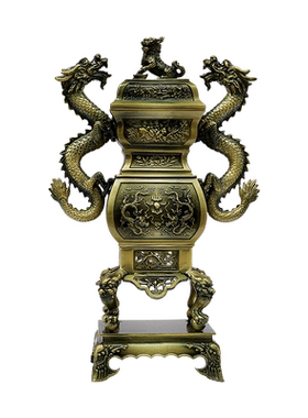 吾堂吾器青铜色供盘香炉五供摆件