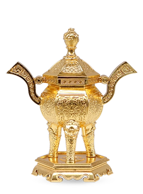 吾堂吾器黄铜五供摆件花瓶香炉