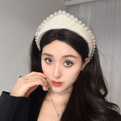 新款轻奢皇冠链条满钻发箍千金风增高颅顶名媛气质高级感头饰