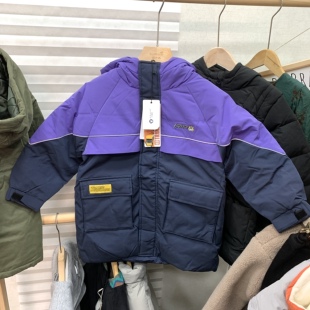 EB专柜正品男童秋冬冲锋衣羽绒服儿童保暖冬装加厚连帽外套110码