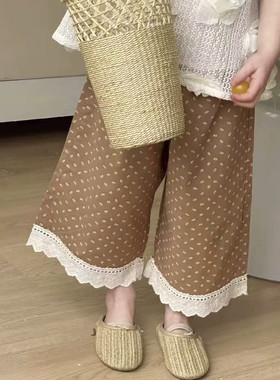 0826森系女童裤子春夏秋薄款儿童女宝宝碎花阔腿裤直筒八分九分裤