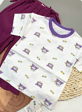 06054儿童夏季纯棉软糯库洛米无感水印薄款短袖T恤女童短袖90-130