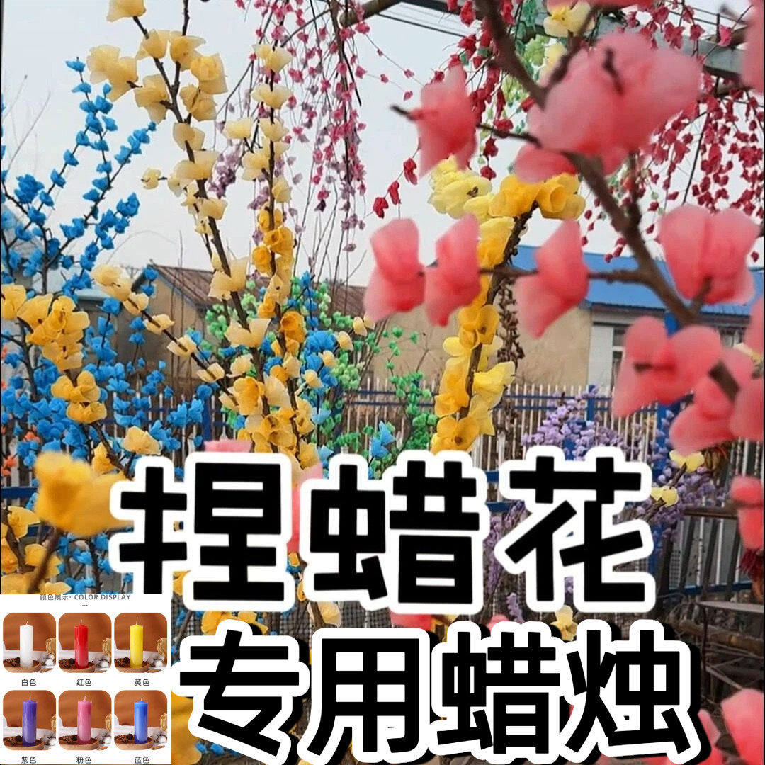 捏腊梅花专用蜡10支盒装蜡烛彩色长杆蜡家用照明网红圆柱蜡浪漫婚,家居饰品,蜡烛/蜡片,淘宝优惠券,粉丝福利购,淘宝优惠卷