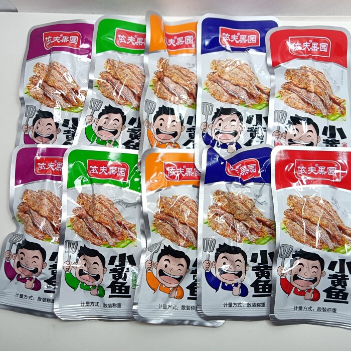 依夫果园小黄鱼香辣味泡椒味5种味麻辣糖醋味500克休闲零食即食