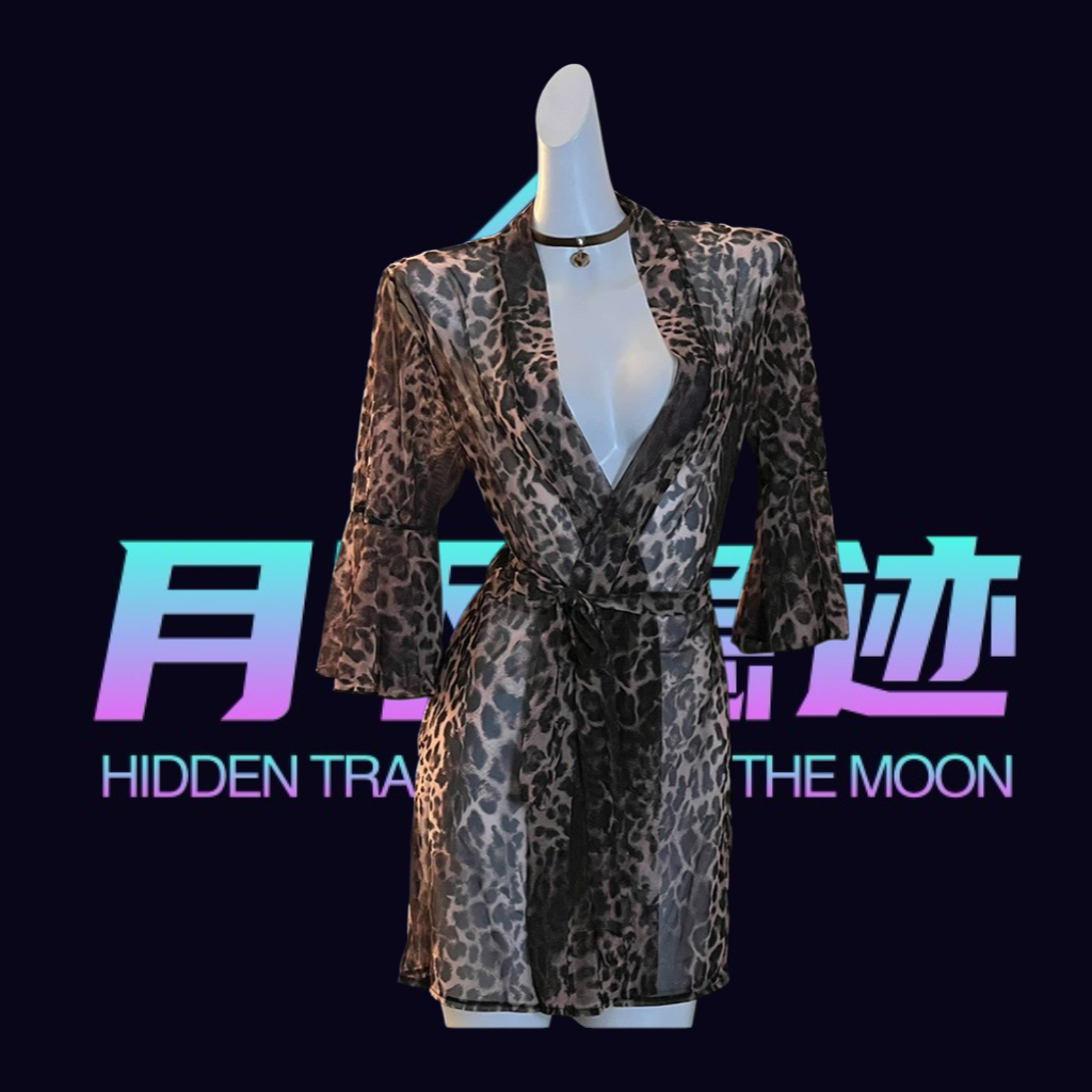 月下隐迹性感豹纹雪纺透视宽松显瘦熟女风外袍喇叭袖火辣诱惑制服,女士内衣/男士内衣/家居服,睡裙,淘宝优惠券,粉丝福利购,淘宝优惠卷