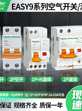 施耐德EA9AN空气开关Easy9家用微型断路器1P+N2P3P4P带漏电保护器