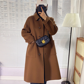 显瘦 胖mm200斤高端外套 秋冬女新款 加肥加大码 双面羊绒大衣妈妈装