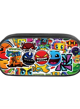 跨境新品几何冲击印花笔袋Geometry Dash学生铅笔袋小学生文具盒