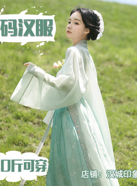 大码汉服女胖mm超仙显瘦绣花齐腰宋制褙子三涧裙夏季三件套中国风