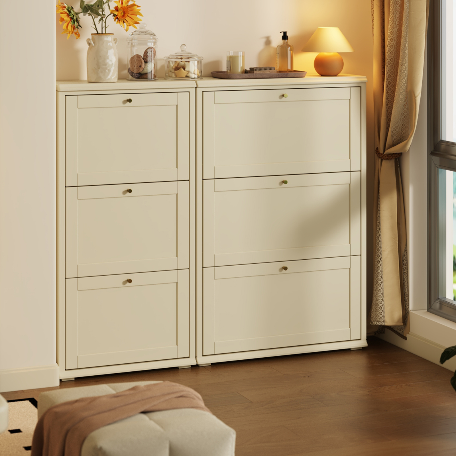 美冉家居实木超薄鞋柜家用