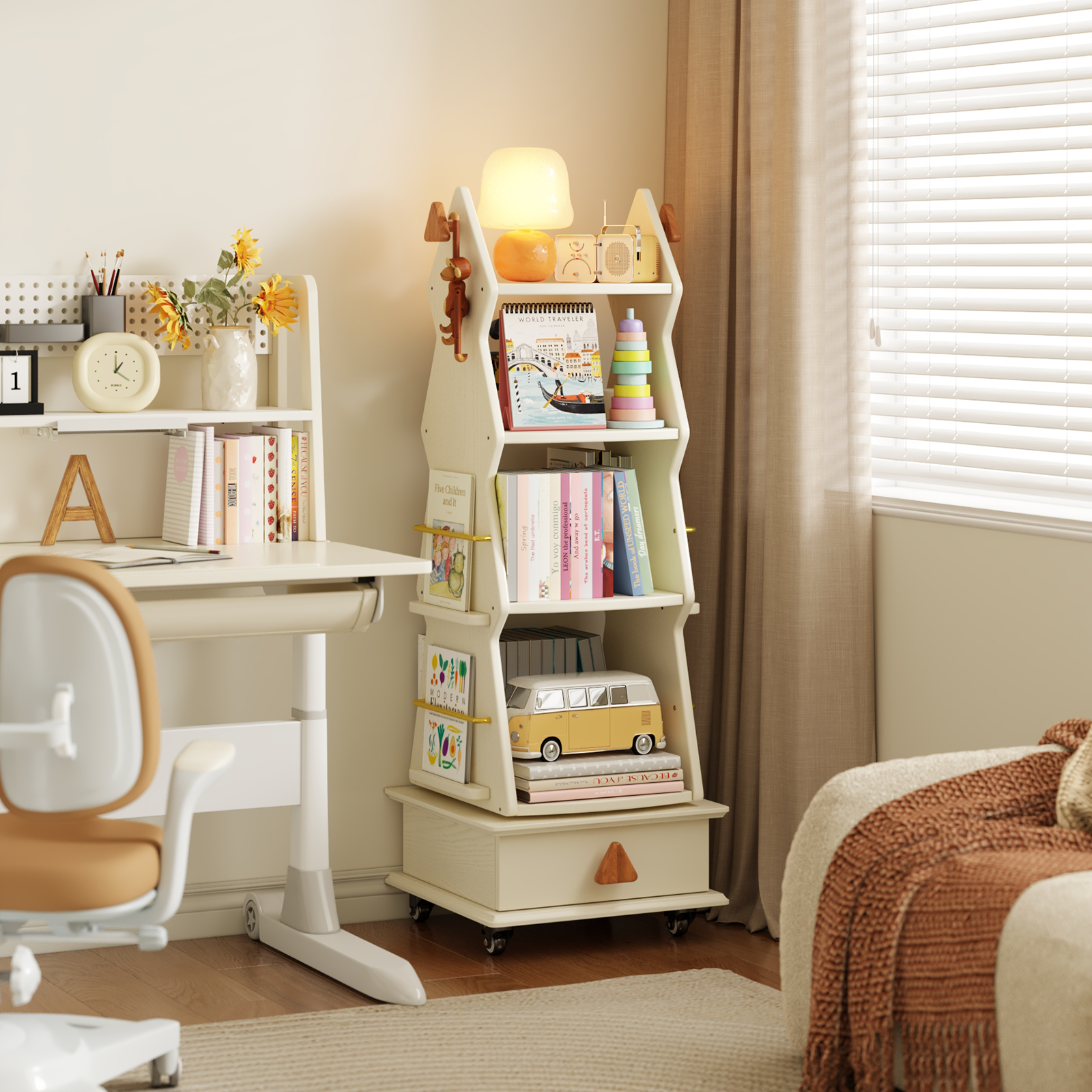 美冉儿童旋转书架可移动