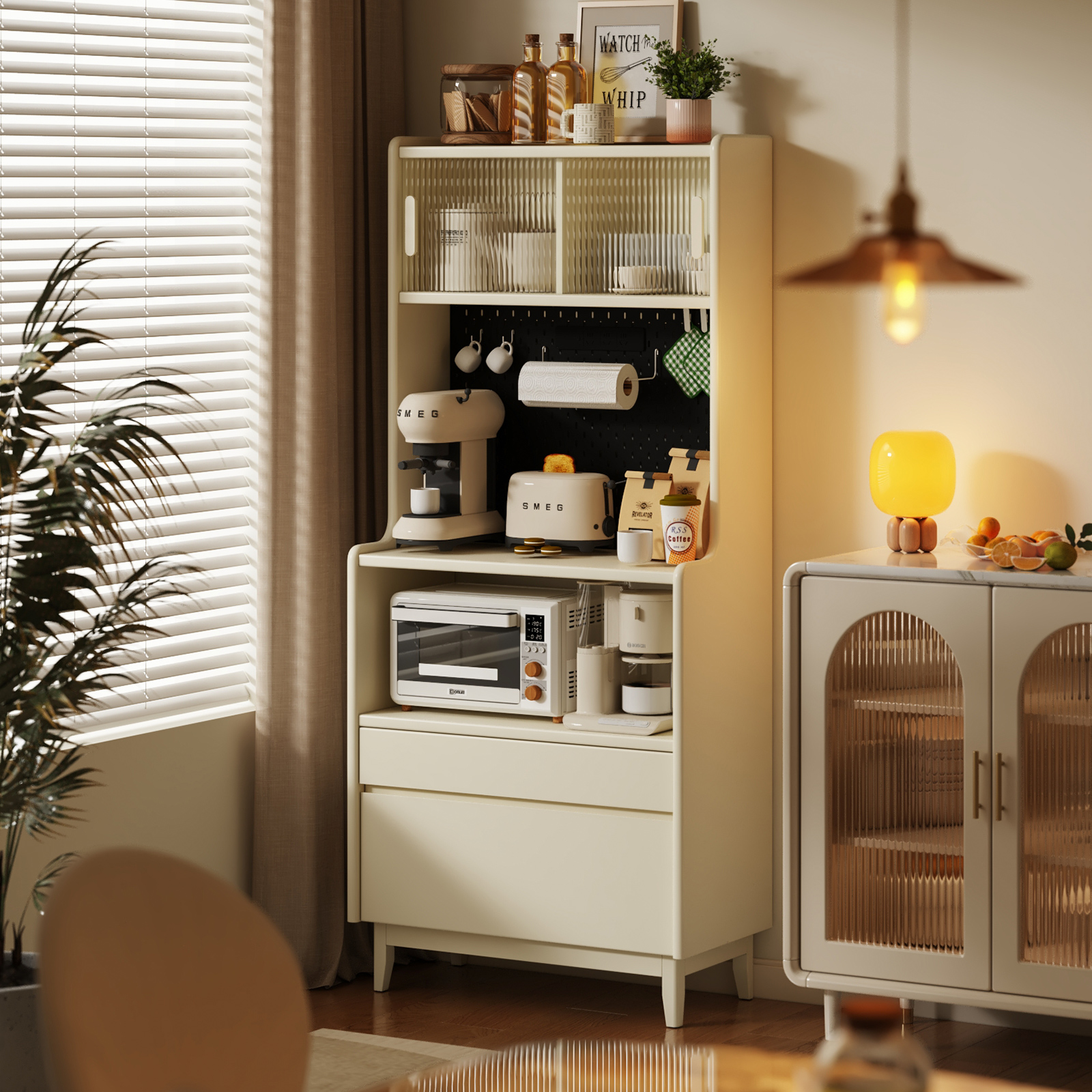 美冉实木餐边柜靠墙储物柜橱柜