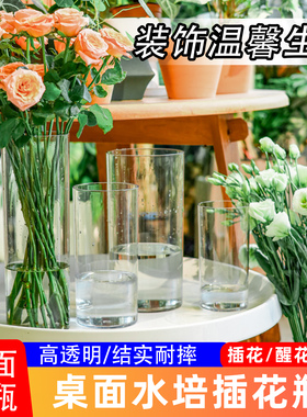 插花瓶防摔高透明客厅桌面装饰摆件花店水培绿植鲜切花醒花桶