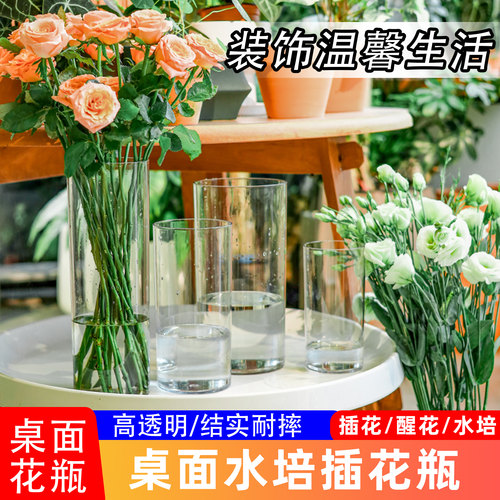 防摔花瓶高透明客厅摆件醒花桶