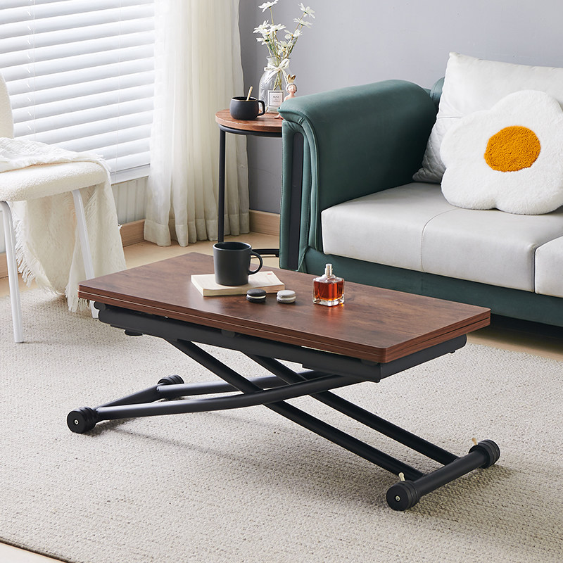 多功能创意简约方形银灰黑腿升降茶几餐桌两用客厅餐厅折叠小户型