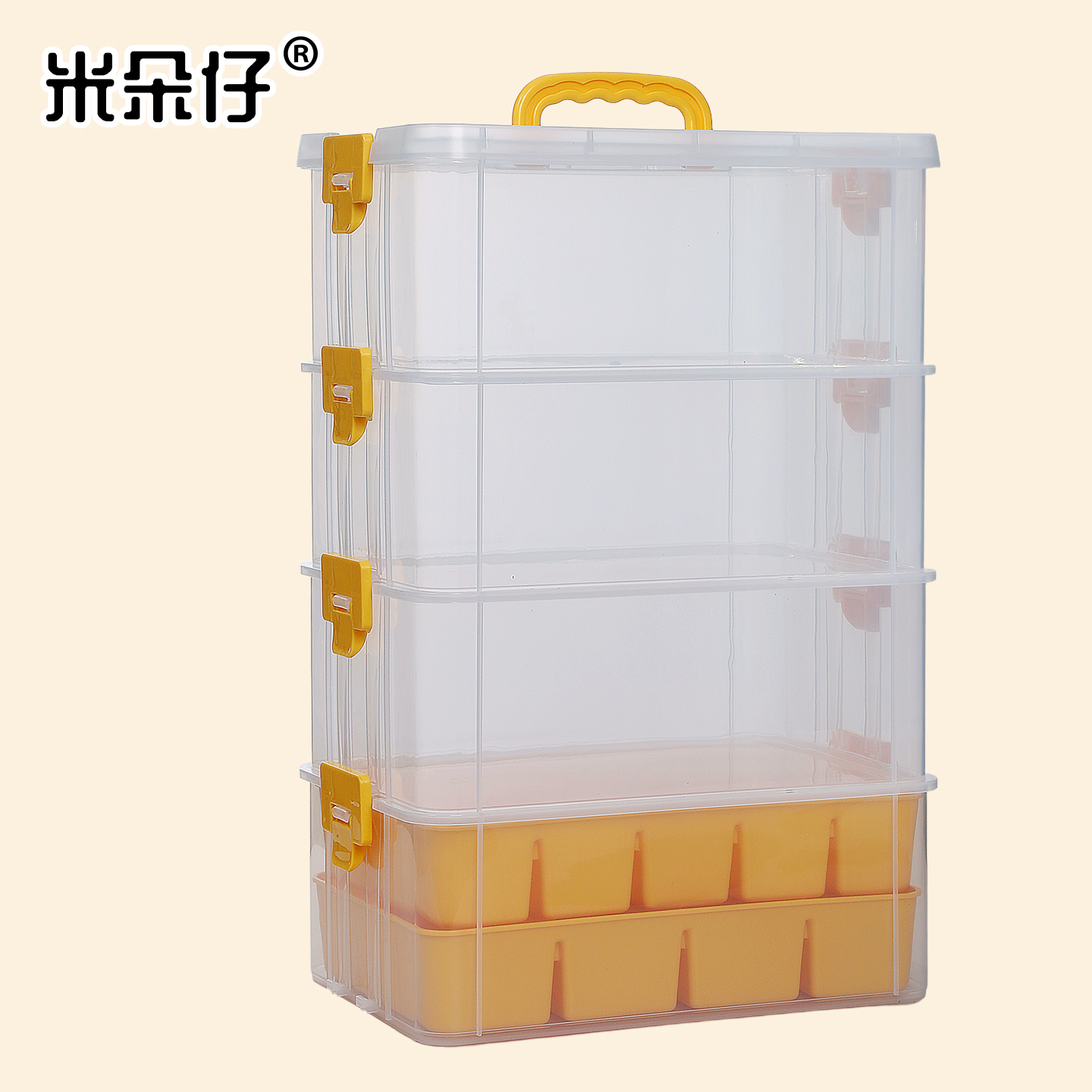 可叠加组合式塑料手提透明收纳箱