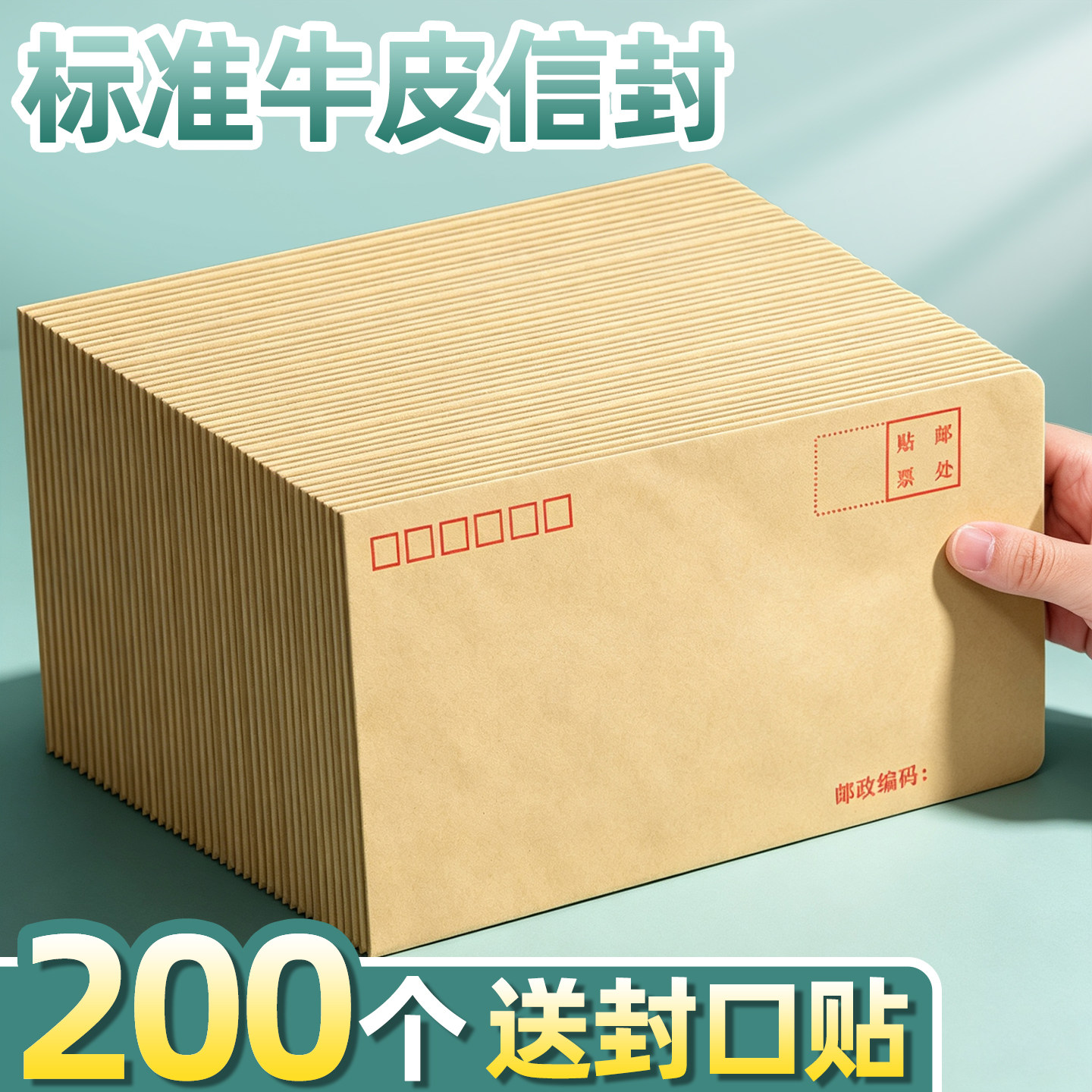 【送封口贴】200个牛皮信封袋