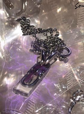 southeast原创设计存储Jabberwock血的项链配饰Y2K蓝色夜光