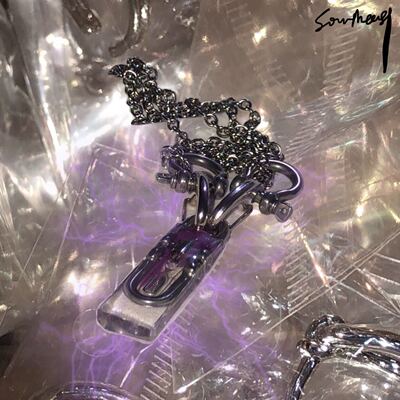 southeast原创设计存储Jabberwock血的项链配饰Y2K蓝色夜光