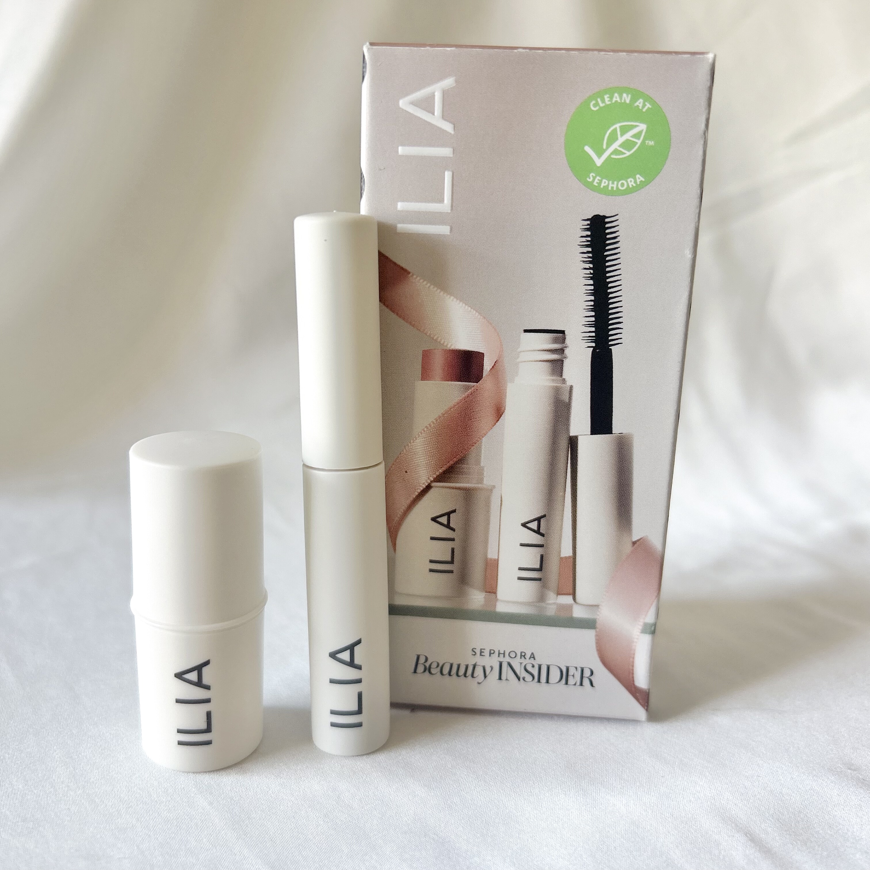 美国 ILIA Balmy Gloss唇颊两用腮红棒2.5g+睫毛膏3g小样套装