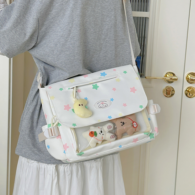 可爱星星印花斜挎包透明吧唧痛包
