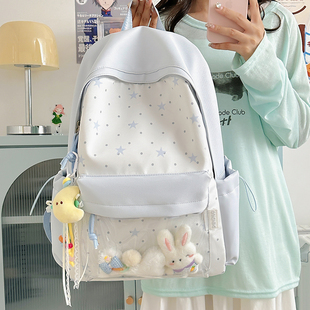 禾果日系可爱高颜值少女痛包双肩包百搭学生书包大容量波点背包潮