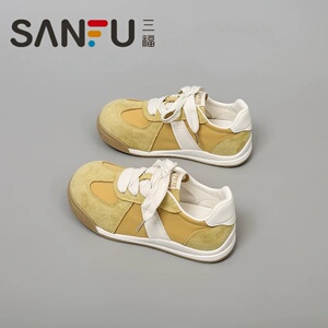 三福厚底德训鞋女2025年新款夏季大头小白鞋休闲丑萌透气阿甘鞋女