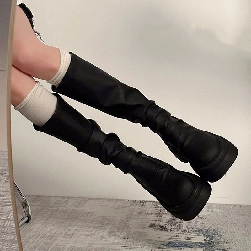 品牌撤柜厚底加绒长筒靴女