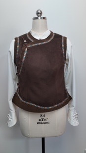 新款蒙古元素马甲日常装国风立领盘扣马甲女高端气质拼色民族风新