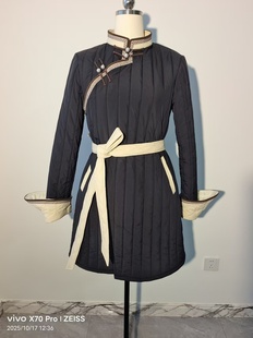 蒙古族女士中长棉袍少数民族棉衣改良蒙古袍棉服日常生活装新款