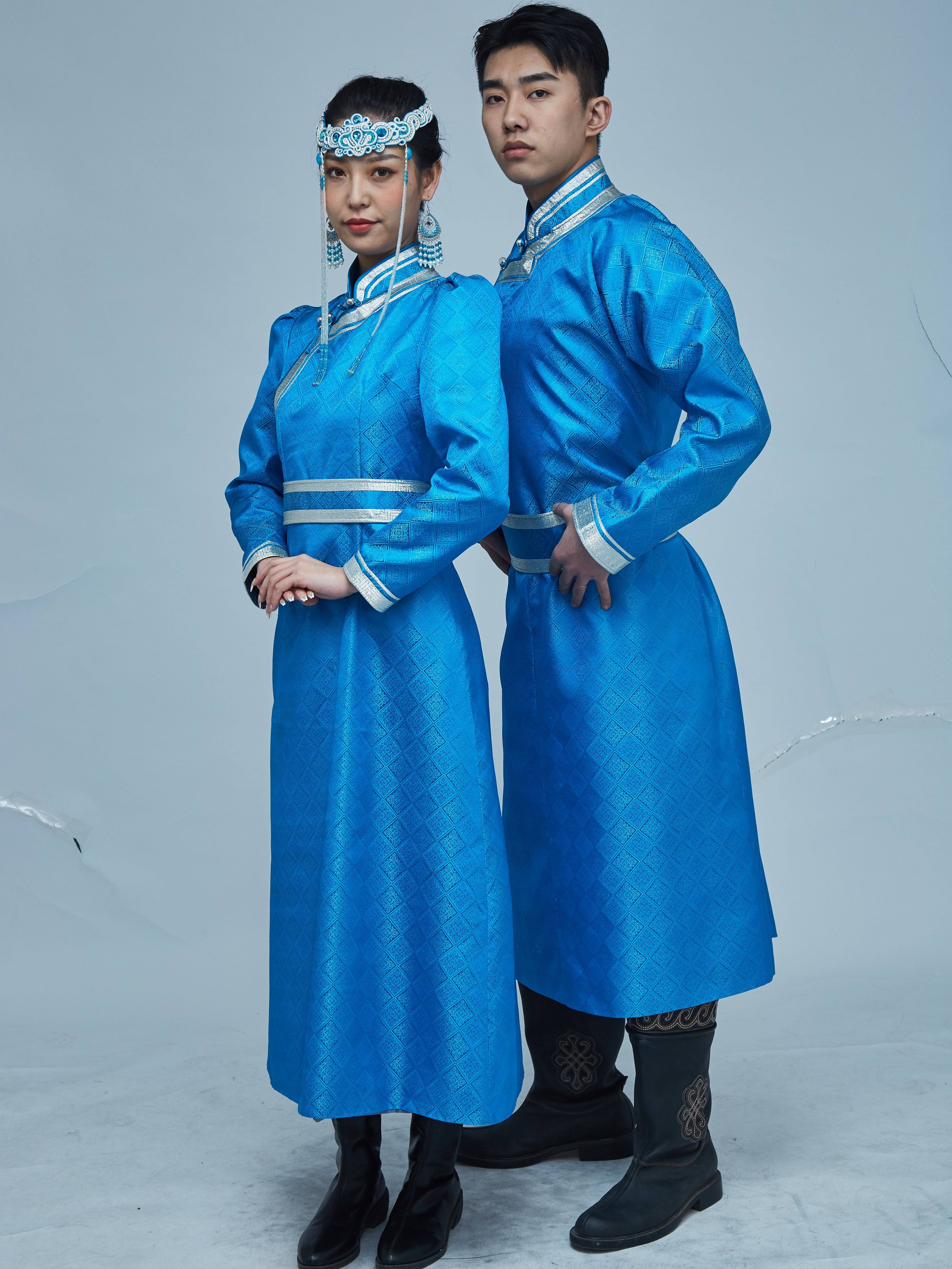 新款蒙古情侣装新婚婚礼拍照长款蒙古袍民族服饰蒙古演出服装新品