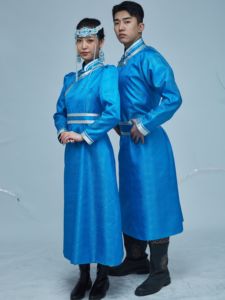 新款蒙古情侣装新婚婚礼拍照长款蒙古袍民族服饰蒙古演出服装新品