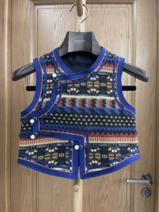 男孩春秋季民族风短款儿童马甲手工蒙古族女孩马夹生活装新品特价