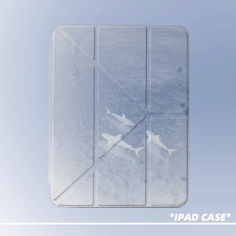 原创氛围感雾海鲨群第11代2026款air8ipadpro11寸三折ipad壳防弯y折亚克力a16平板壳9代10.2寸air7带笔槽