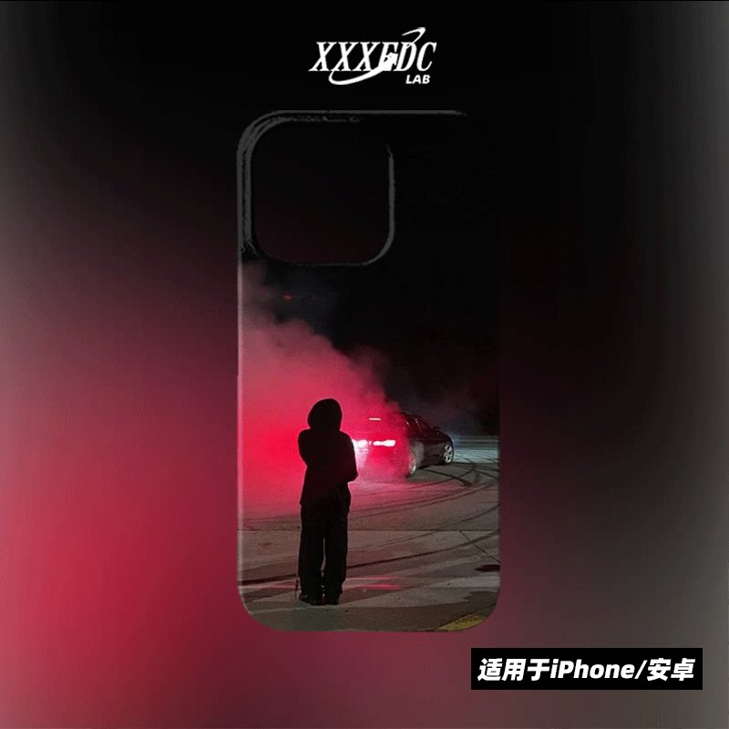原创小众复古艺术赛车漂移iphone16promax手机壳15/14/13p全包亮面硬壳苹果14pro磨砂软壳适用于华为pura70