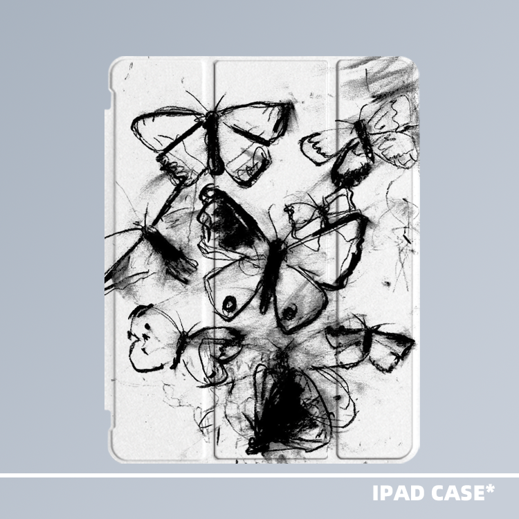 原创复古小众高级感手绘暗黑蝴蝶适用于11代2026款air8ipadpro11寸三折ipad亚克力y折保护壳9代10.2寸/mini7