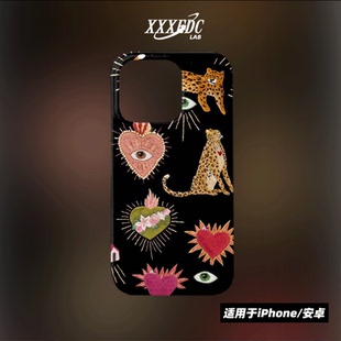 原创小众艺术中古图案油画iphone17promax手机壳磁吸16 13p全包亮面硬壳苹果14pro磨砂软壳适用于华为p70