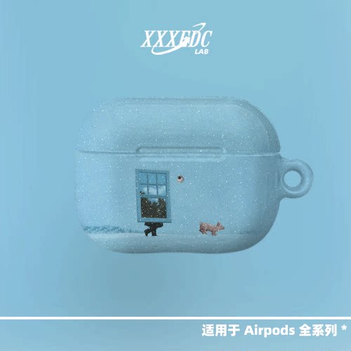 原创雪中小猪适用airpods5代苹果无线蓝牙耳机保护套airpods pro2/3代保护壳4代亮面硬壳