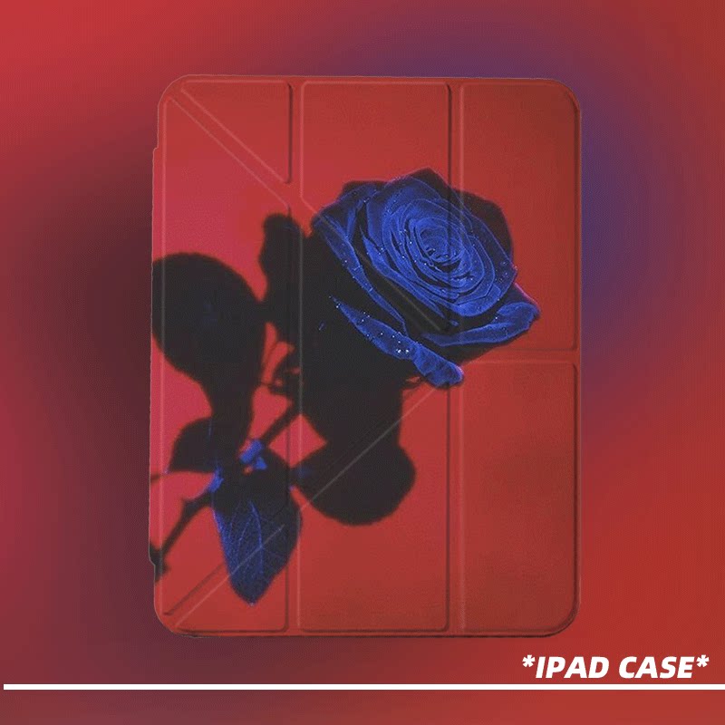 原创氛围感幽蓝玫瑰第11代2026款air8ipadpro11寸三折ipad壳防弯y折亚克力a16平板壳9代10.2寸air7带笔槽