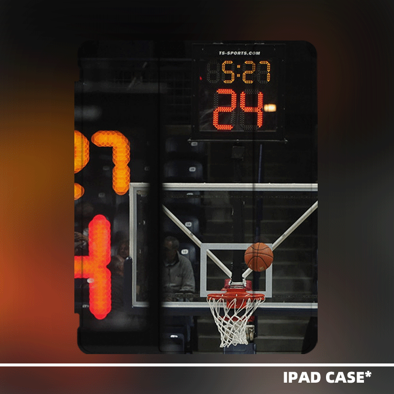 原创小众艺术篮球得分插画适用2024款air6ipadpro11十代三折ipad壳防弯亚克力平板壳10.2寸air4/5mini6带笔槽