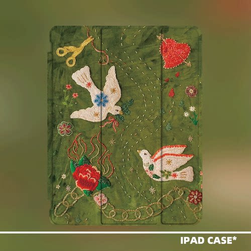 原创小众艺术中古绿飞鸟适用11代2026款air8ipadpro三折ipad壳防弯亚克力平板壳9代10.2寸air4/5mini7带笔槽