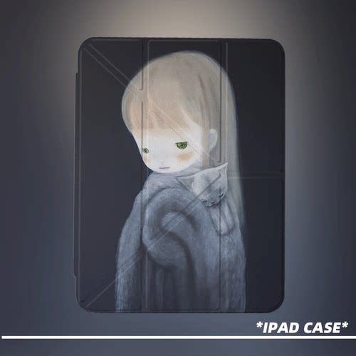原创氛围感猫伴少女第11代2026款air8ipadpro11寸三折ipad壳防弯y折亚克力a16平板壳9代10.2寸air7带笔槽