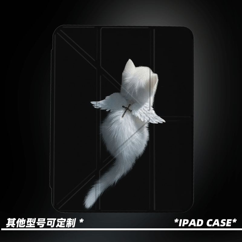 原创小众天使小猫第11代2026款air8ipadpro11寸三折ipad壳防弯y折亚克力平板壳9代10.2寸air5带笔槽